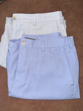Peter Millar Blue and light tan Golf shorts bundle! Both are size 34.